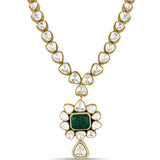 Moissanite Polki & Diamond Silver Necklace