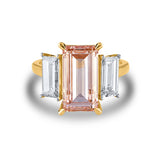 Pink Emerald-Cut Morganite and Diamond Ring