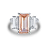 Pink Emerald-Cut Morganite and Diamond Ring