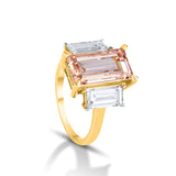 Pink Emerald-Cut Morganite and Diamond Ring