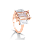 Pink Emerald-Cut Morganite and Diamond Ring