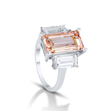 Pink Emerald-Cut Morganite and Diamond Ring