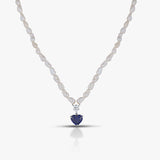 50 Pointer Pear And Blue Heart Necklace