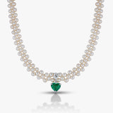 50 Pointer Pear And green heart Necklace