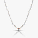 1.00 Ct Heart Diamond With White Pearl Necklace / Bracelet