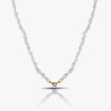 1.00 Ct Heart Diamond With White Pearl Necklace / Bracelet