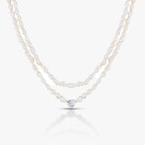 1 Ct Heart Long Pearl Line Necklace