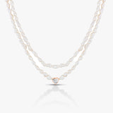 1 Ct Heart Long Pearl Line Necklace