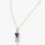 50 Pointer Pear And Blue Heart Necklace