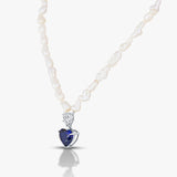 50 Pointer Pear And Blue Heart Necklace