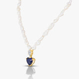 50 Pointer Pear And Blue Heart Necklace