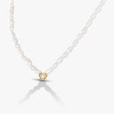 50 Pointers Heart Bezel White Necklace /  Bracelet