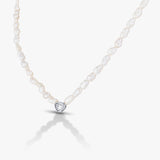 50 Pointers Heart Bezel White Necklace /  Bracelet