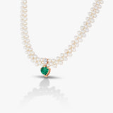 50 Pointer Pear And green heart Necklace