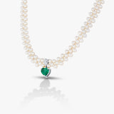 50 Pointer Pear And green heart Necklace