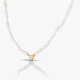 1.00 Ct Heart Diamond With White Pearl Necklace / Bracelet