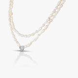 1 Ct Heart Long Pearl Line Necklace