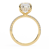 Hidden Halo Emerald with Side Diamond Ring