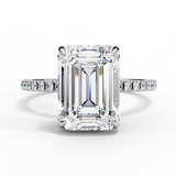 Hidden Halo Emerald with Side Diamond Ring