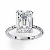 Hidden Halo Emerald with Side Diamond Ring