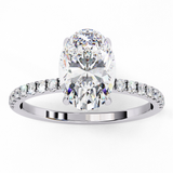 Hidden Halo Oval with Side Diamond Ring