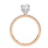 Hidden Halo Oval with Side Diamond Ring