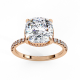 Hidden Halo Cushion with Side Diamond Ring