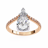 1.50 cts Pear with Side Diamonds Ring
