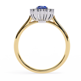 Blue Oval Sapphire & Round Diamond Ring