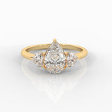 1ct Pear and Hearts on Side Ring