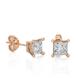 1.00 TCW Princess Diamond Studs