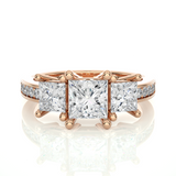 Trellis Princess and Side Round Diamond Ring