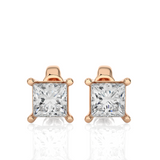 1.00 TCW Princess Diamond Studs