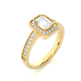Halo Emerald with Side Diamond Ring