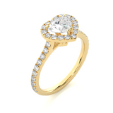 Heart Halo Round with Side Diamond Ring