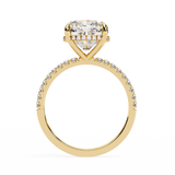 Hidden Halo Cushion with Side Diamond Ring