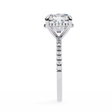 Hidden Halo Cushion with Side Diamond Ring