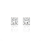 Princess Diamond Halo Round Studs