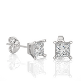1.00 TCW Princess Diamond Studs
