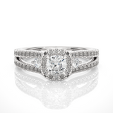 50-Pointers Cushion Cut Solitaire Ring