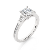 Round Diamond with Side Baguette Diamond Ring