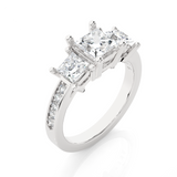Trellis Princess and Side Round Diamond Ring