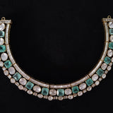 Aqua Polki Baguette Necklace
