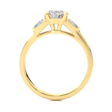 Round Diamond with Side Baguette Diamond Ring